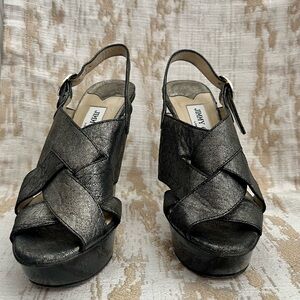Gorgeous Jimmy Choo Platinum Sandals! Size 6.5. Worn only a few times. 5” heels